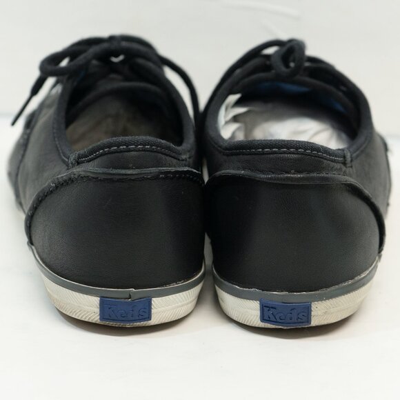 Keds Leather Sneaker Black Minimal Low Retro 60s Goth Lace Up Boat Classic Shoe - Picture 8 of 12